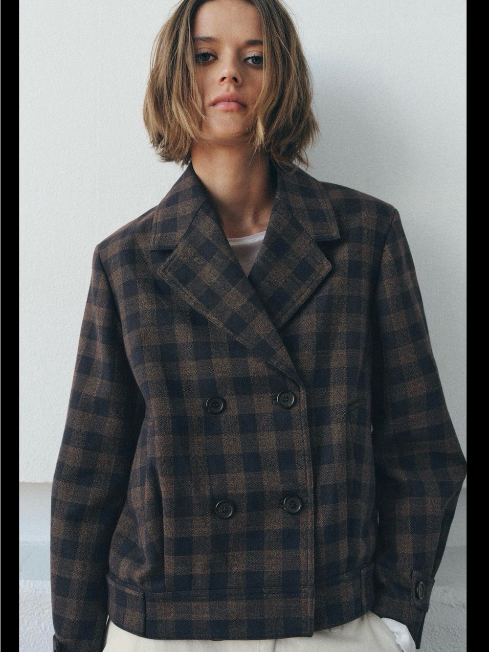 ZARA ZW Collection Plaid Double-Breasted Jacket NWT ❗️